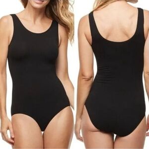 Essentials by Tummy Tank Cotton Full Back Bodysuit in Black Sz 1X/2X & 2X/3X NWT